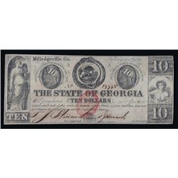 1863 $10 The State of Georgia Obsolete Bank Note