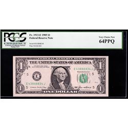 1985 $1 Federal Reserve Note PCGS Very Choice New 64PPQ RADAR Serial