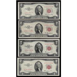 Lot of (4) 1953/A/B/C $2 Legal Tender Notes