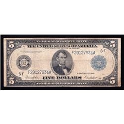 1914 $5 Large Size Federal Reserve Note