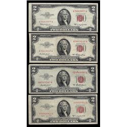 Lot of (4) 1953/A/B/C $2 Legal Tender Notes