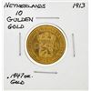 Image 1 : 1913 Netherlands 10 Goulden Gold Coin