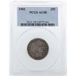 1902 Barber Quarter Dollar Coin PCGS AU58