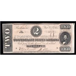 1864 $2 The Confederate States of America Note