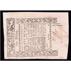 1786 One Shilling Rhode Island Colonial Note
