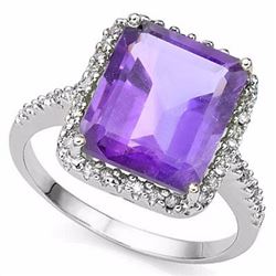 Natural Amethyst & Diamond 5.30 carats Ring