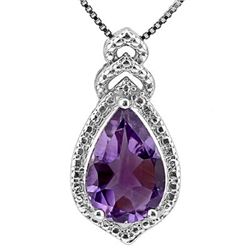 Natural Amethyst & Diamond Pendant