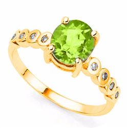 Natural Peridot & Diamond Ring