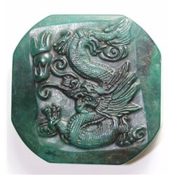 Antique Chinese Green Jade Hand Craved Dragon Seal