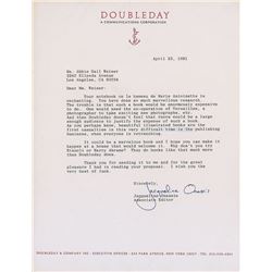 Jacqueline Kennedy Typed Letter Signed
