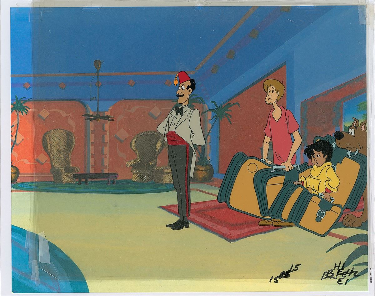 13 Ghosts Of Scooby Doo Flim Flam Scooby, Shaggy, and Flim Flam production cel and drawing from The 13