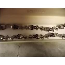 SKULL & CROSS WALLET CHAIN WITH CLIP -87.2GM - NON-FEROUS