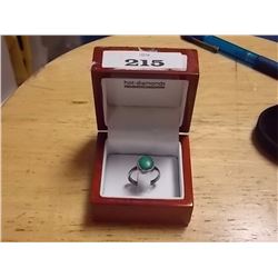 RING - FROM ESTATE - LARGE JADE STONE SET IN STERLING SILVER SETTING - RETAIL ESTIMATE $75
