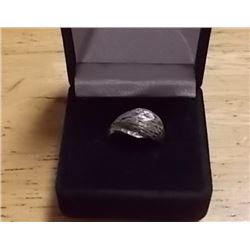 RING - FROM ESTATE - WALNUT SHELL TEXTURED STERLING SILVER DESIGN - RETAIL ESTIMATE $75