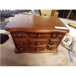 WOOD JEWELERY BOX AND CONTENTS