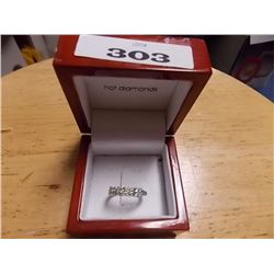 RING - 12 PERIDOT & 6 DIAMONDS IN STERLING SILVER BAND DESIGN - RETAIL ESTIMATE $650