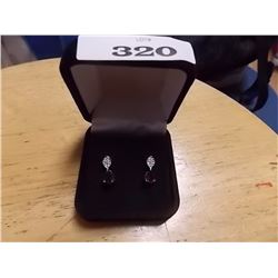 EARRINGS - PEAR FACETTED GARNET & DIAMONDS IN STERLING SILVER SETTING - VS CLARITY - RETAIL ESTIMATE