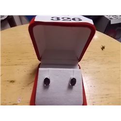 EARRINGS - OVAL FACETTED GARNET IN STERLING SILVER STUD DESIGN - RETAIL ESTIMATE $200