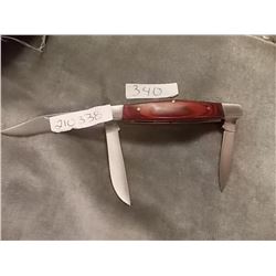 KNIFE - FOLDING - RED WOOD - 210338 3 BLADES AND VERY SHARP