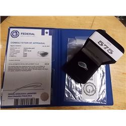RING - LADIES - UNIQUE BLUE DIAMONDS IN STERLING SILVER SETTING - .26CTW DIAMONDS - INCLUDES CERTIFI