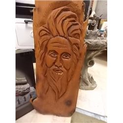 UNIQUE CHAINSAW CARVING - WALL MOUNT TREE SPIRIT - 40" TALL  X 13.5 X 1"
