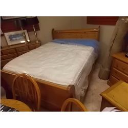 PINE SLEIGH BED FRAME - QUEEN