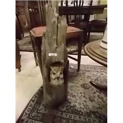 UNIQUE HAND CRAFTED CHAIN SAW CARVING - OWL - 28" TALL  X 7 X 7"