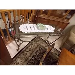WROUGHT IRON HALL TABLE WITH GLASS