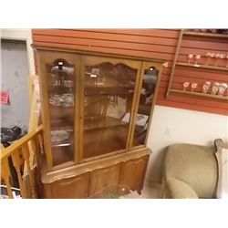 VINTAGE SOLID WOOD CHINA CABINET - 46" WIDE