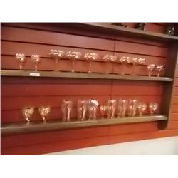 VINTAGE GLASSWARE - ORANGE GLASS - 21PC -2 SHELVES