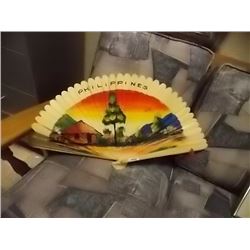 HAND PAINTED WOOD FOLDING FAN