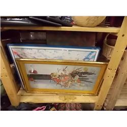 SHELF LOT OF PICTURES