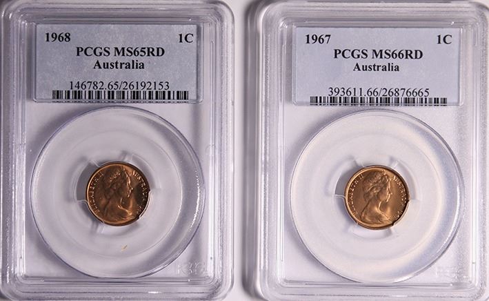 Australia 1968 1C One Cent PCGS MS66RD