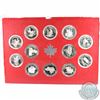 Image 1 : 12x 1867-1967 Canada Confederation Sterling Silver Medallions in Red Cardboard Display. Each coin is