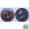 Image 3 : Lot of 2 vintage Victorian Tokens. The 1st Medal is a Bronze Medal from 1891 Commemorating the natio