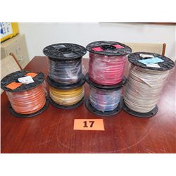 6 Spools of Misc. Insulated Electrical Wire - Solid Copper 600V (Orange), etc.