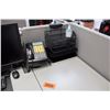 Image 3 : Modular Workstation w/2-Piece Desk, Office Chair, Drawers & 3-Wall Cubicle Enclosure