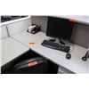 Image 3 : Modular Workstation w/2-Piece Desk, Office Chair, Drawers & 2-Wall Cubicle Enclosure