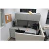 Image 1 : Modular Workstation w/2-Piece Desk, Modern Office Chair, Drawers & 2-Wall Cubicle Enclosure & Additi