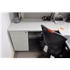 Image 2 : Modular Workstation w/2-Piece Desk, Modern Office Chair, Drawers & 2-Wall Cubicle Enclosure & Additi