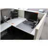 Image 3 : Modular Workstation w/2-Piece Desk, Modern Office Chair, Drawers & 2-Wall Cubicle Enclosure & Additi
