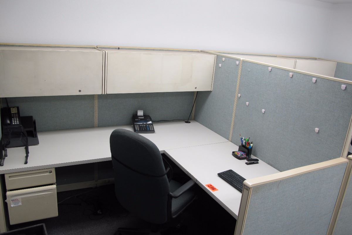 2 Modular Workstations w/2 Desk Esembles, Office Chair, Drawers & 6 ...