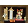 Image 1 : Gold Cat Figure, Buddha Figure, Oriental  Bamboo Structure