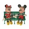 Image 1 : Set of (2)"Mickey and Minnie" Limited Edition Hand Carved Figures with Disneyland Bench.