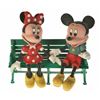 Image 3 : Set of (2)"Mickey and Minnie" Limited Edition Hand Carved Figures with Disneyland Bench.