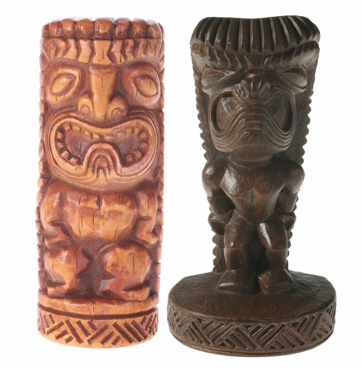 Randotti Large "War God" & "Hawaiian War God" Tiki Statues.