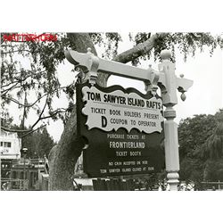 Rare early "Tom Sawyer Island" Rafts Ticket Sign.