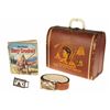 Image 1 : Davy Crockett Suitcase, Golden Book, Belt, & (2) Belt Buckles.
