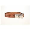 Image 1 : Disney Character Embossed Leather Belt with Cowboy Boots Buckle.
