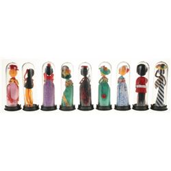 Collection of (9)  It's a Small World  Dome-Case Dolls.